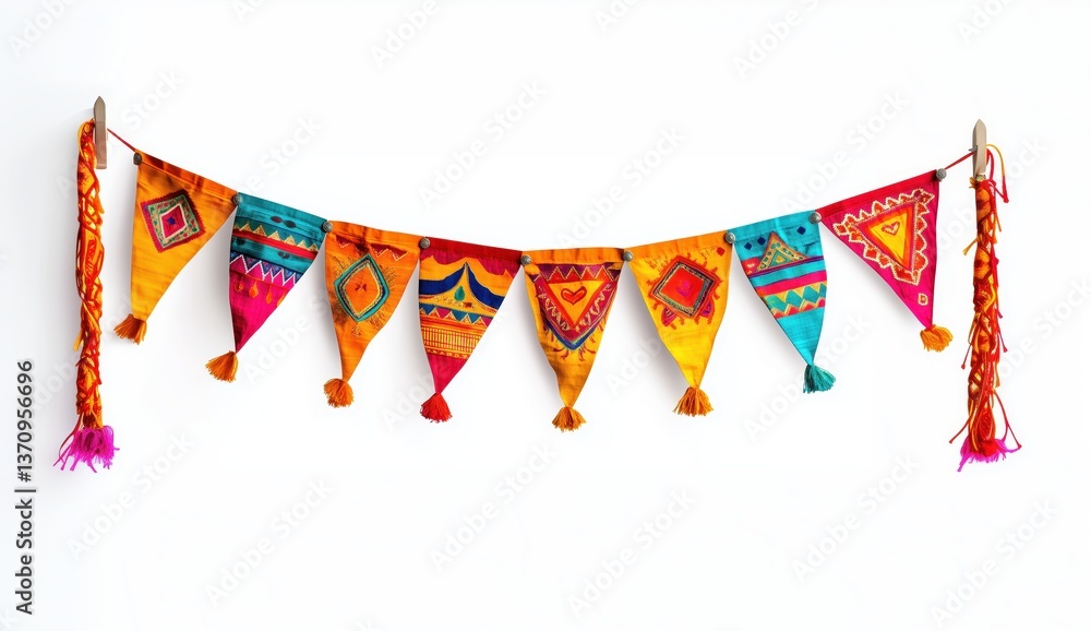 Aufkleber vibrant bunting: a string of colorful pennant flags adorned with intricate patterns, a festive decor
