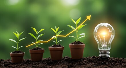 Growing Green Business:  Sustainable Development, Plant Growth, and Innovation Concept