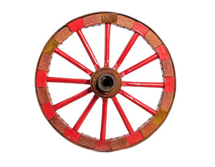 Vintage Red Wooden Wheel