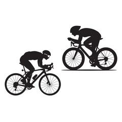 Obraz premium Cyclist Silhouettes in Action Cycling, Sports, and Athletic Movement