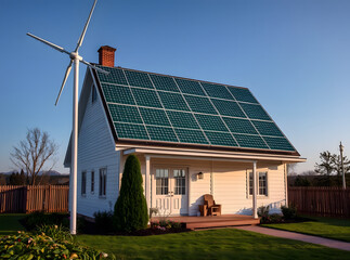 Solar Panels on a Futuristic Eco-Home with Clean Energy, Modern Sustainable House Under Blue Sky 20