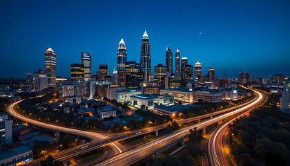 Breathtaking Atlanta Skyline at Night with Bright City Lights – High-Resolution Image