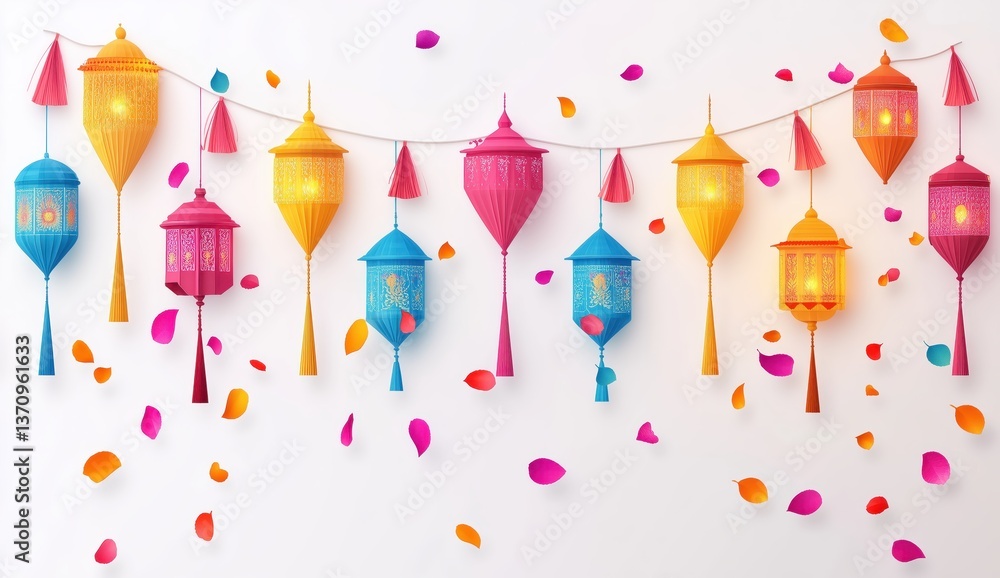 Poster lanterns: a vibrant display of colorful lanterns, adorned with intricate designs and delicate embell