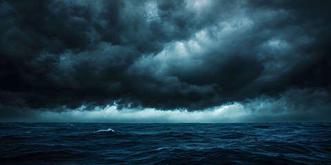 Obraz premium Dark Stormy Ocean Under a Menacing Sky: A Dramatic Seascape