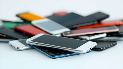 Pile Of Colorful Mobile Phones