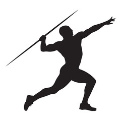 Javelin Thrower Silhouette Athletic Action, Track and Field, and Sports Performance