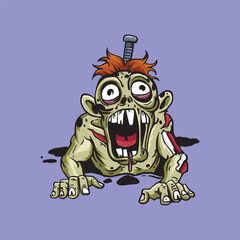 terrible frightening characters zombie halloween cartoon design vector illustration