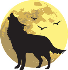 Howling Wolf Moon Vector