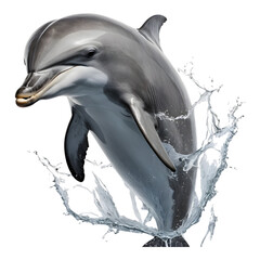 A dolphin leaping out of the water in mid-air