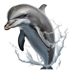 Fototapete A dolphin leaping out of the water in mid-air © chalindu