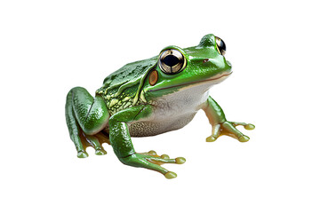 Obraz premium Cute green frog isolated on white or transparent background.