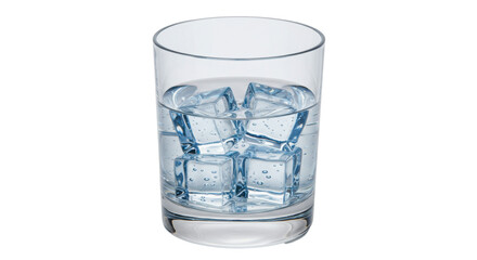 Isolated Glass of Water with Ice Cubes