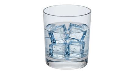 Isolated Glass of Water with Ice Cubes