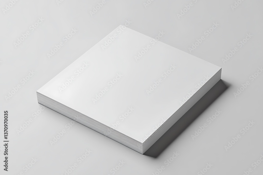 Aufkleber stack of white paper sheets on a light gray background close up view