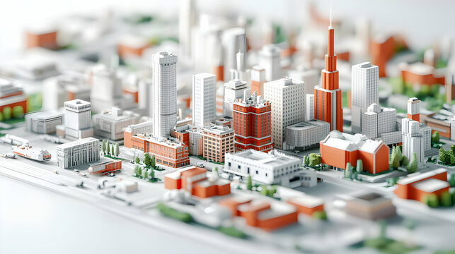 Pixelated Cityscape Miniature Model