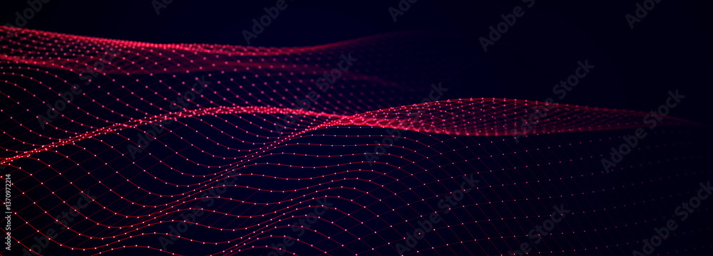 Aufkleber Abstract technology background. Big data digital code. Futuristic dots background. 3d rendering.