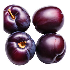 Obraz premium Shiny Purple Plums on White Background