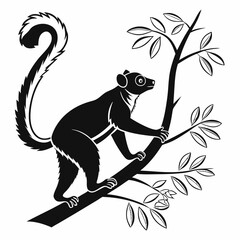 Indri black silhouette vector