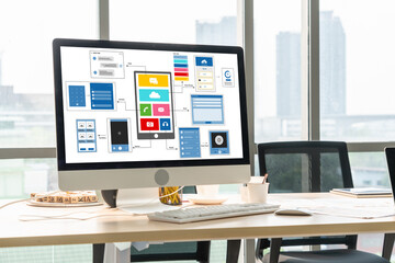UX UI design process for modish mobile application and website . Creative prototype of wireframe...