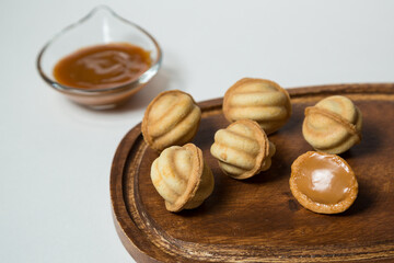 Homemade Walnut Cookies with Caramel Filling
