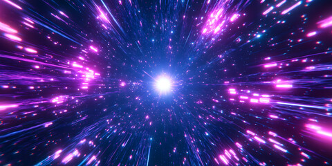 Hyperspace Journey: A Neon Lightspeed Flight Through the Cosmos