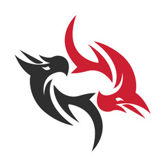 Logo dragon snake yin yang concept vector illustration design template