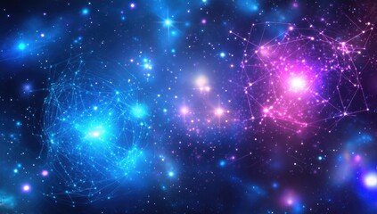Obraz premium Ethereal galaxy background with neon blue and purple lights