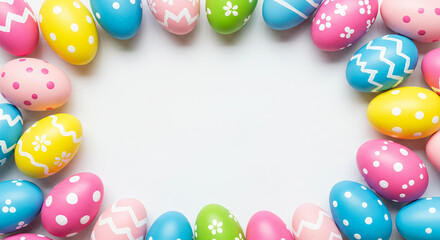 Colorful Easter Eggs Frame Spring Holiday Decoration Painted Eggs Border Festive Background