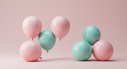 Pastel Pink and Mint Green Balloons Festive Party Decor Air Balloons Birthday Celebration