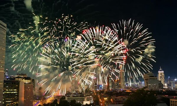 Colorful of fireworks at City day festival