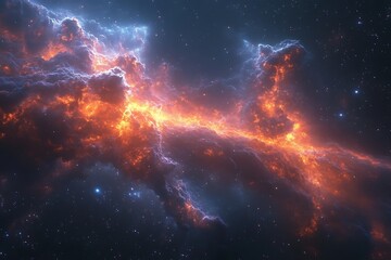 Fiery Nebula Cosmic Cloudscape.