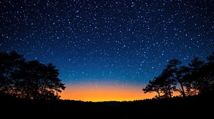 Fototapeta premium Emergence of the first stars night sky astrophotography natural landscape cosmic viewpoint new high fidelity