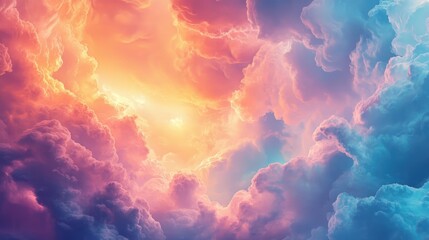 Fototapeta premium Swirling dreamy sky open air digital art ethereal landscape aerial view new high fidelity