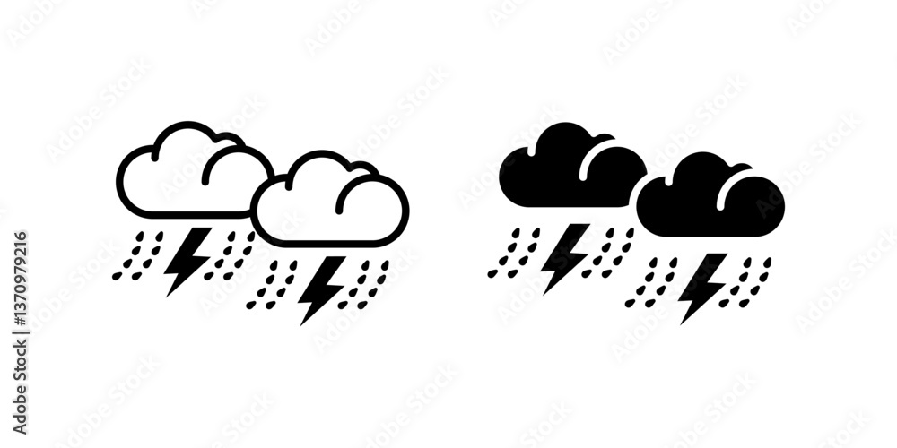Poster thunderstorm icon set. for mobile concept and web design on white background