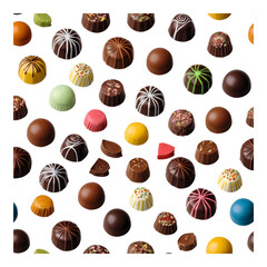 Collection of gourmet chocolates arranged in an aesthetic pattern