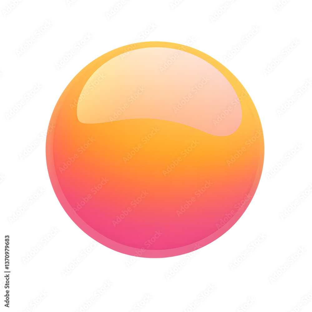 Poster gradient pink and orange sphere abstract design element for branding, isolated on transparent backgr