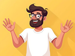 Happy Man Vector Flat Minimalistic Isolated Illustration
