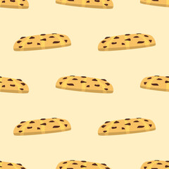 cookie seamless pattern background. Cartoon illustration of Cookies. biscuits illustration. chocolate chips pattern background.