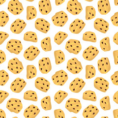 cookie seamless pattern background. Cartoon illustration of Cookies. biscuits illustration. chocolate chips pattern background.
