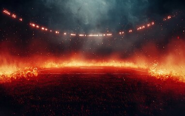 Epic showdown, Fiery stadium ablaze, ready for intense competition