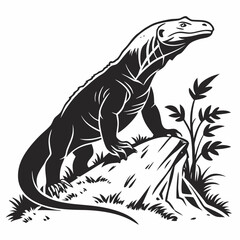 komodo dragon silhouette icon vector