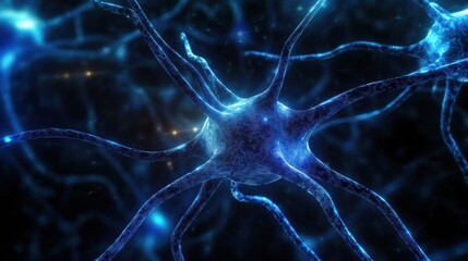 Futuristic digital background showcasing glowing neural connections with deep blue circuit patterns for modern technology aesthetics