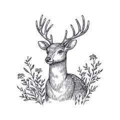 Majestic Deer in the Wilderness. Vector illustration