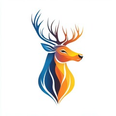 Obraz premium Artistic representation of a majestic deer with vibrant colors in a stylized design showcasing nature's beauty