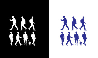 person walking silhouettes, pets, pet silhouette with person, people walking silhouette, person walking silhouettes illustration vector, silhouettes, boy, dance, sport, music, person, team, dancing, 