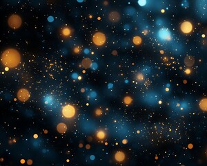 Golden  Blue Bokeh Lights.