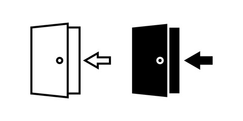 Door icon set. Flat illustration of icons on a white background