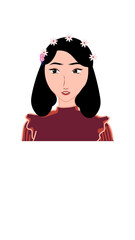 This is a digital cartoon-style illustration of a female character with a confused or doubtful expression, shown by her slightly furrowed brows and half-open mouth. 