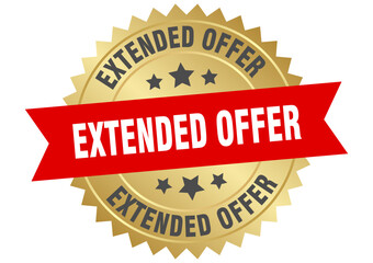 extended offer. extended offer round red and gold label isolated on transparent background