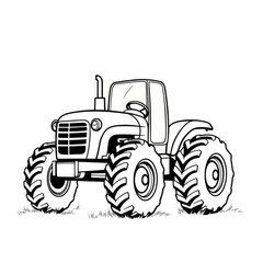 Obraz premium Vintage tractor illustration on grass background 